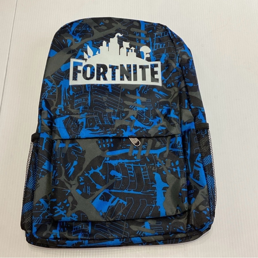 Fortnite Unisex Backpack Blue Black Zipper Adj Straps Full Size NWOT